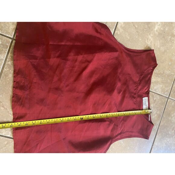 SILK Lore Burgundy Shirt / Jacket & Tank 100% Silk  L Embellished Gold Vintage - Picture 8 of 10